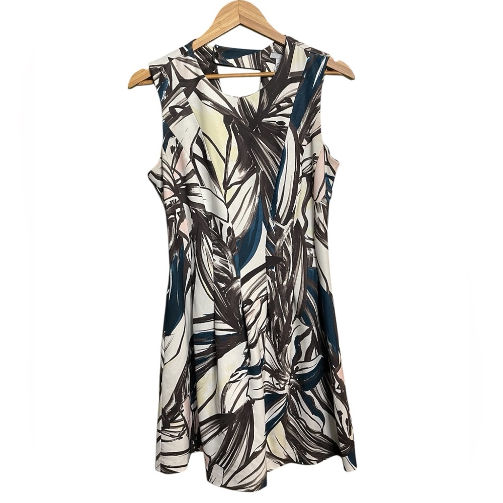 H&M Multi-Color Abstract Floral Sleeveless Mini Dress with pockets Womens sz 10